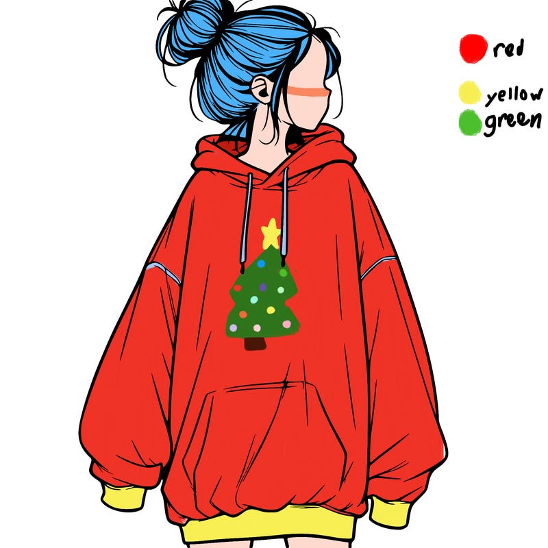 realistic girl with a oversized sweatshirt on and a bun