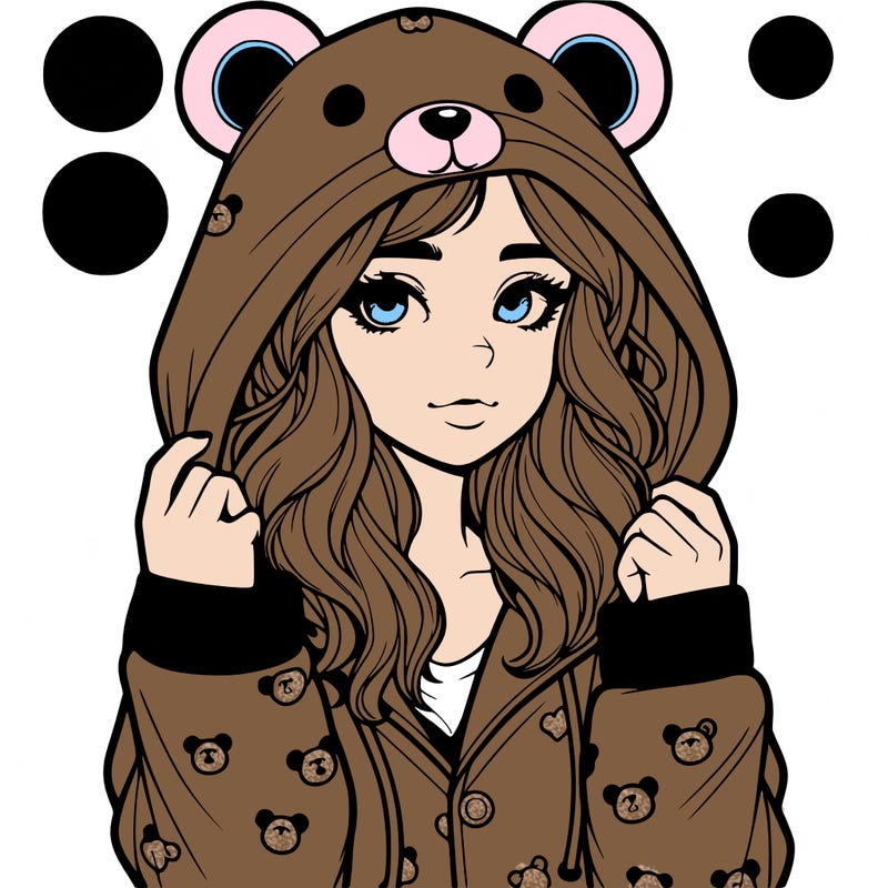 realistic girl in a animal pjs hoodie