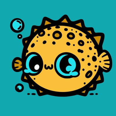kawaii pufferfish: all puffed up and looking adorable