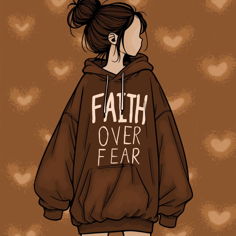 realistic girl with a oversized sweatshirt on and a bun