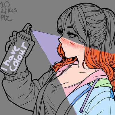 a realistic girl spray, painting