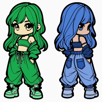 girl in crop top and baggy pants