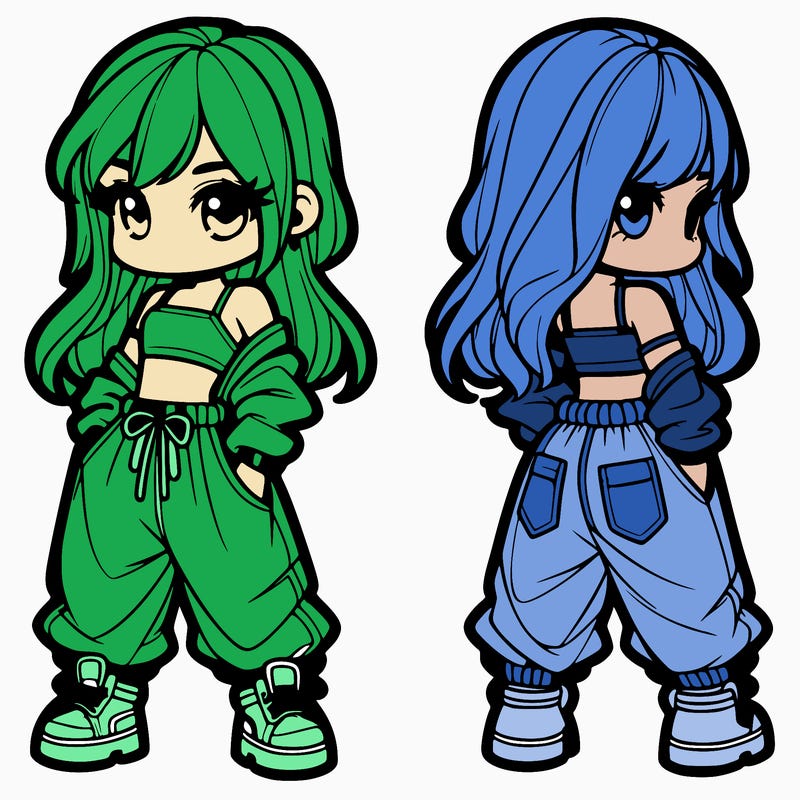 girl in crop top and baggy pants