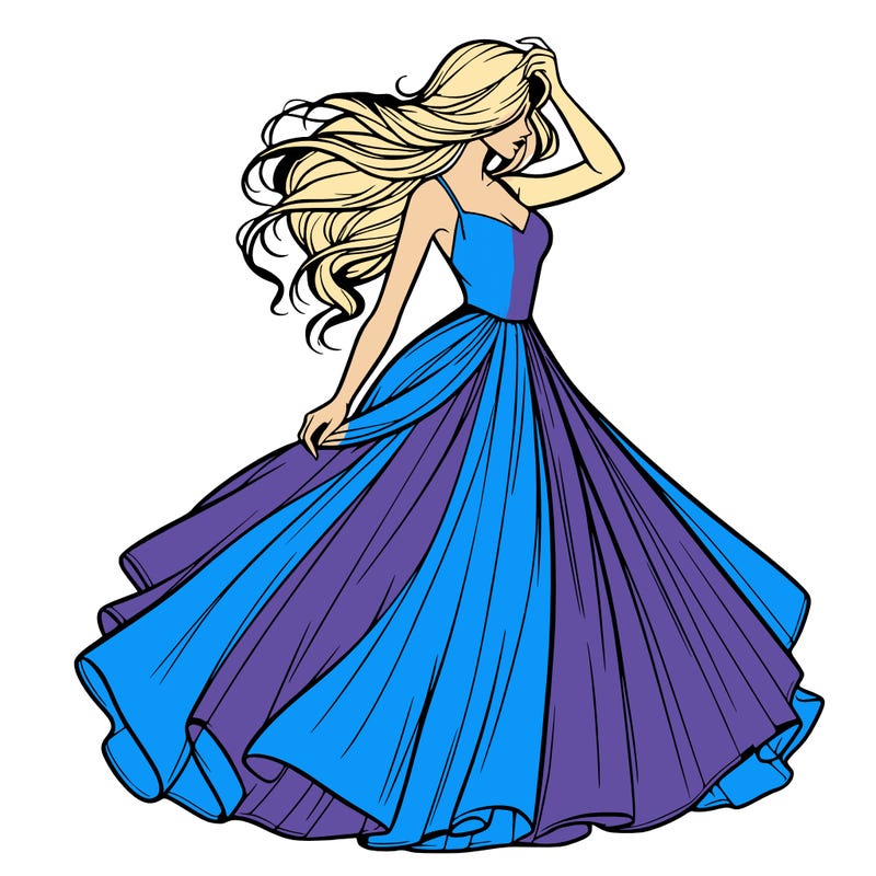 realistic woman with dress flowing in the wind