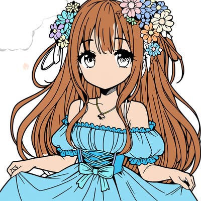 girl with flower dress anime