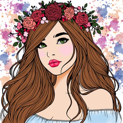 realistic girl with flower crown