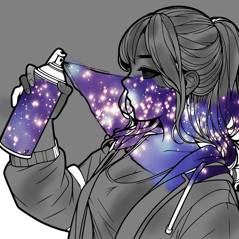 a realistic girl spray, painting