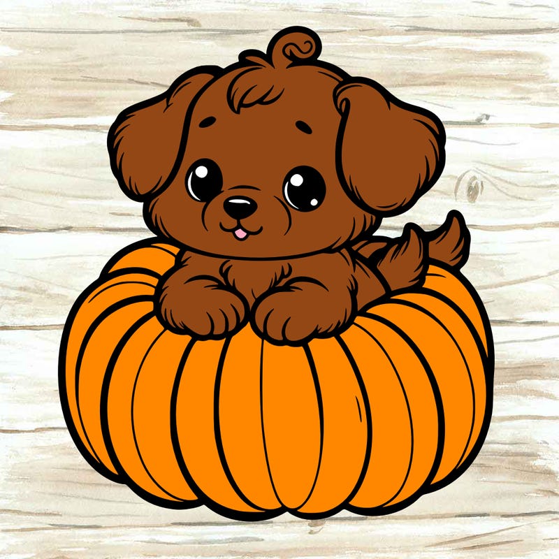 cute little puppy in a pumpkin