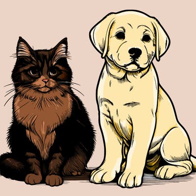 realistic cat and dog