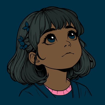 realistic girl looking up