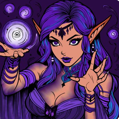 realistic scary beautiful elf sorceress casting spell