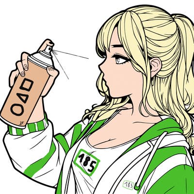 a realistic girl spray, painting