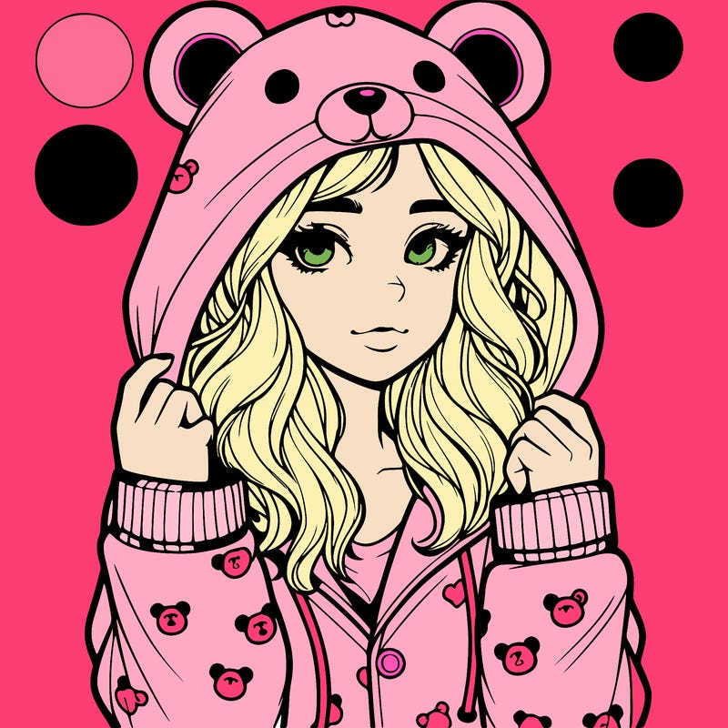realistic girl in a animal pjs hoodie