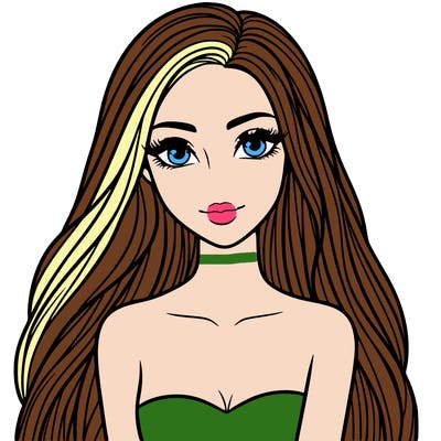 beautiful woman with long straight hair