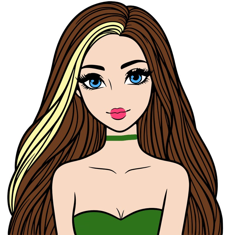 beautiful woman with long straight hair