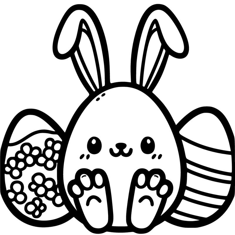an easter egg with bunny ears and bunny feet
