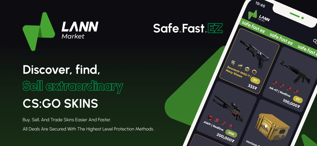 LANN Market - LANN Market mobile app interface for buying and selling CSGO skins