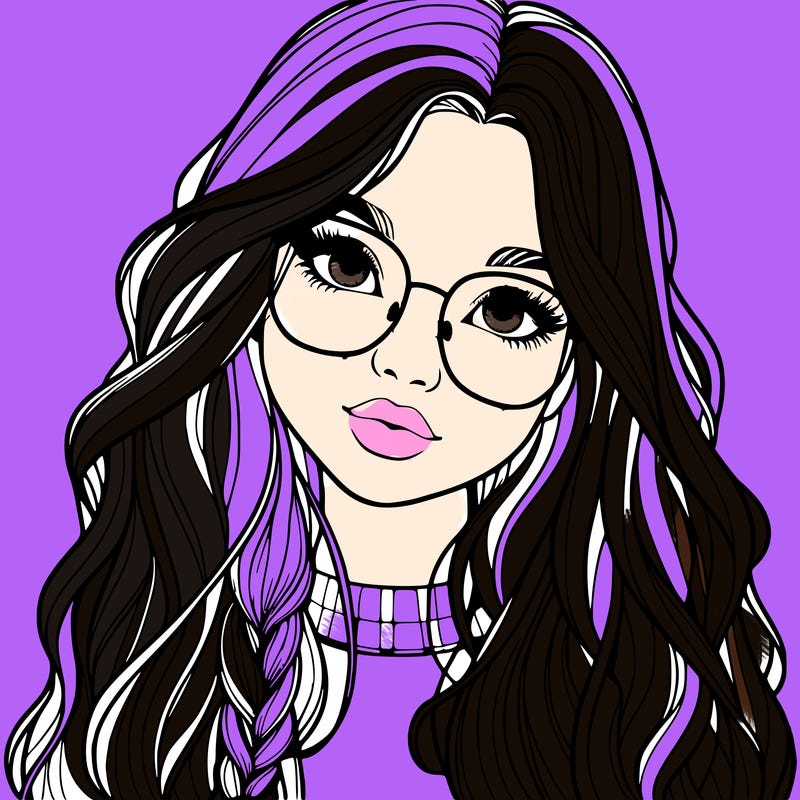 girl with long hair and freckles and glasses realistic