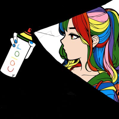 a realistic girl spray, painting