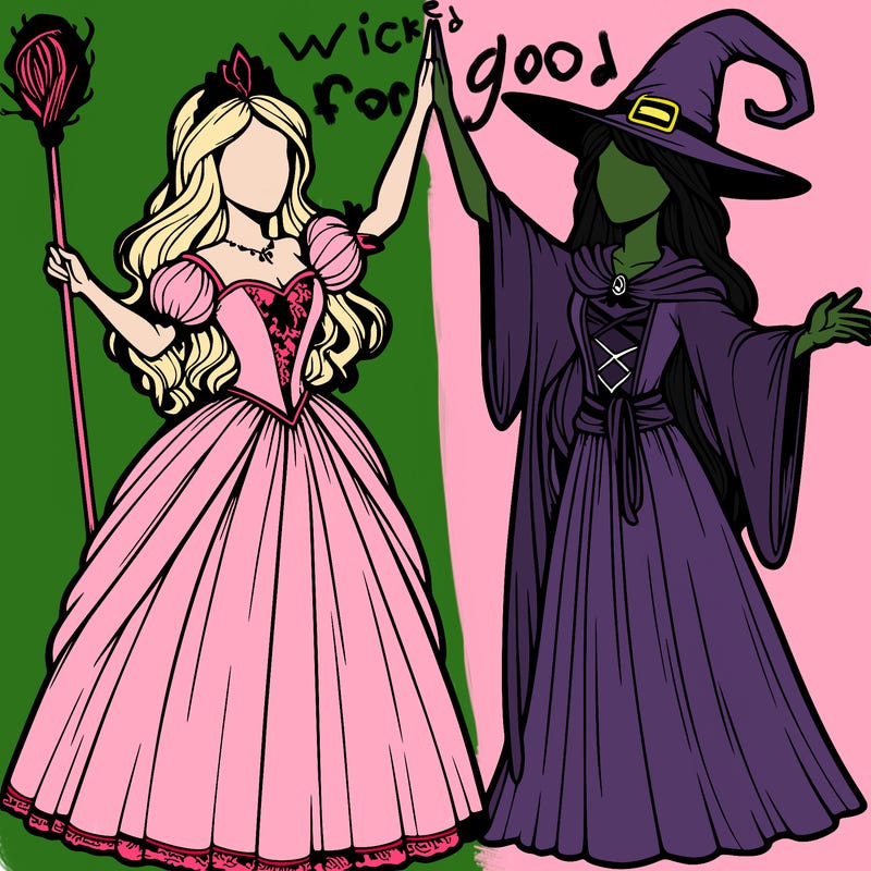 detailed realistic split of a princess and a witch
