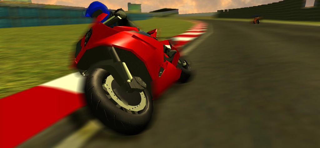 Real Bike Racing Game - A red racing motorcycle leaning into a sharp turn on a track