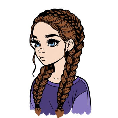 realistic girl with braids