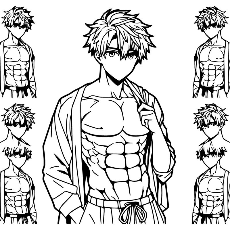 hot anime boy with a 6 pack