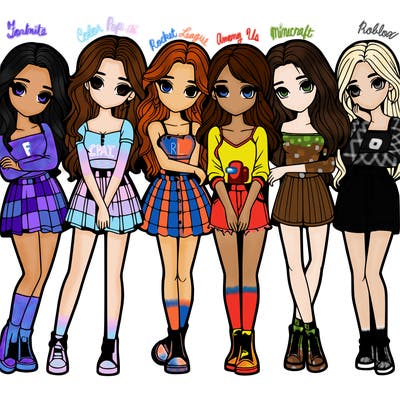 a group of girls realistic