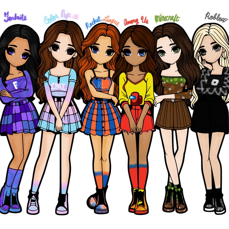 a group of girls realistic