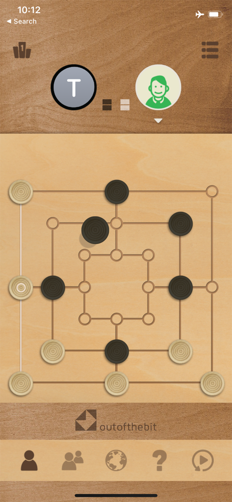 Classic Nine Mens Morris board game with wooden pieces and background