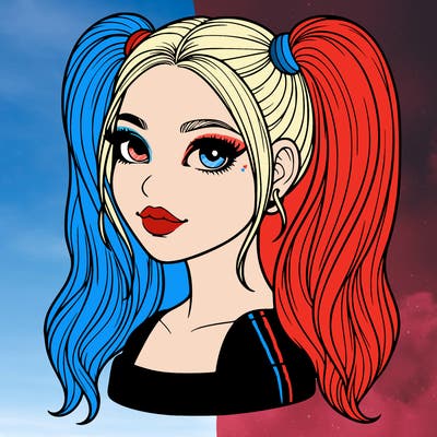 realistic woman with high pigtails