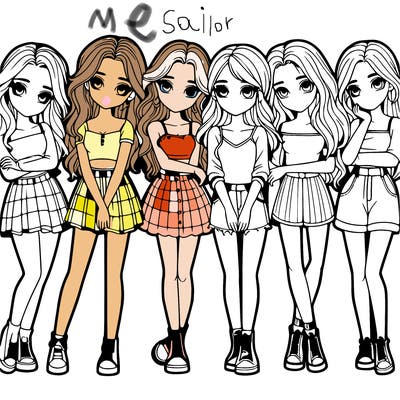 a group of girls realistic