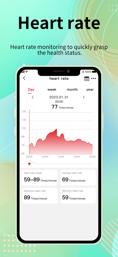 HD Fit Pro - HD Fit Pro app heart rate monitoring screen showing daily health data and a detailed activity graph