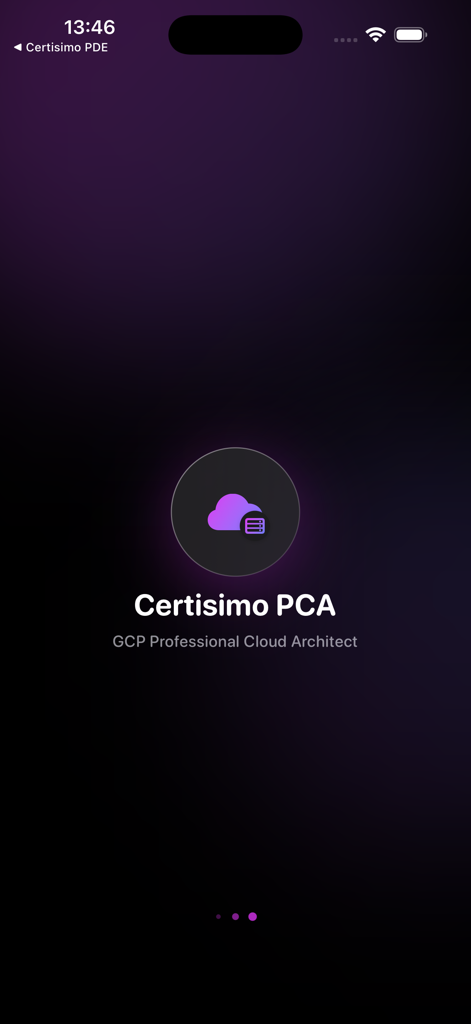 Certisimo PCA - Certisimo PCA splash screen for Google Cloud Professional Cloud Architect exam preparation