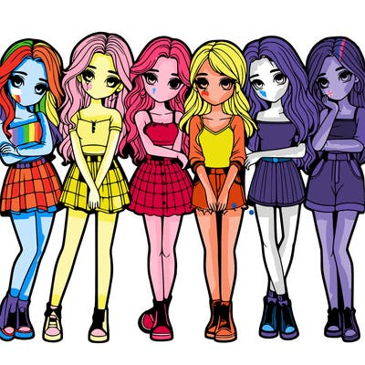 a group of girls realistic