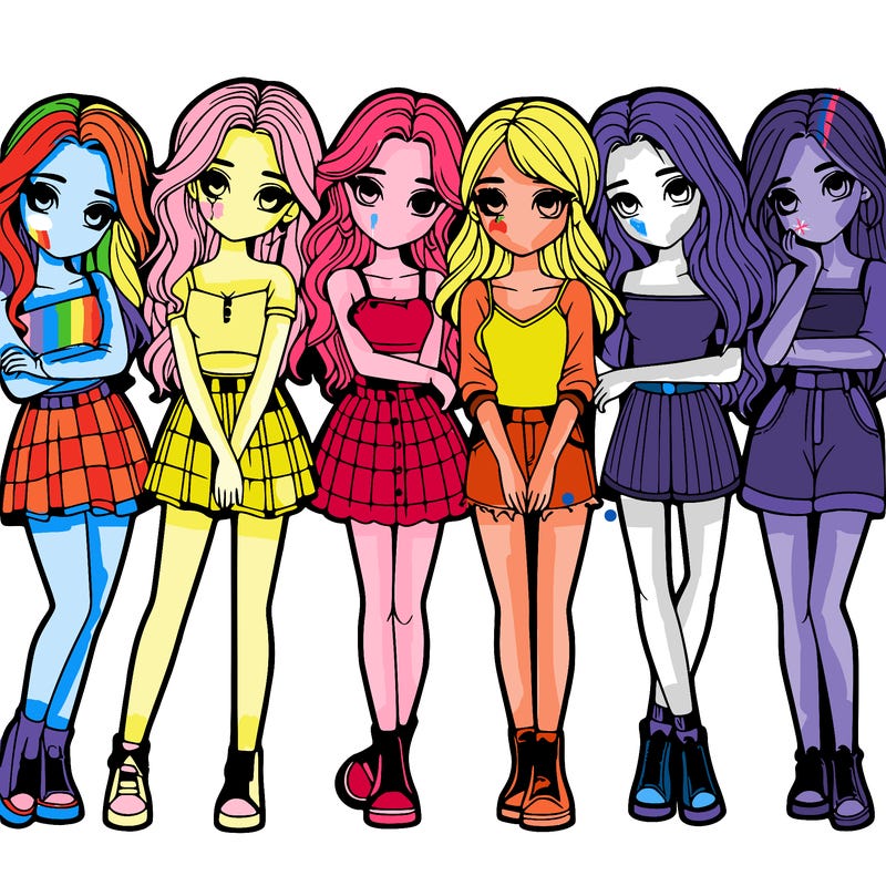 a group of girls realistic