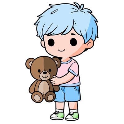 a boy holding a teddy bear