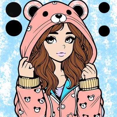 realistic girl in a animal pjs hoodie