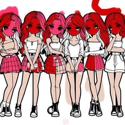a group of girls realistic