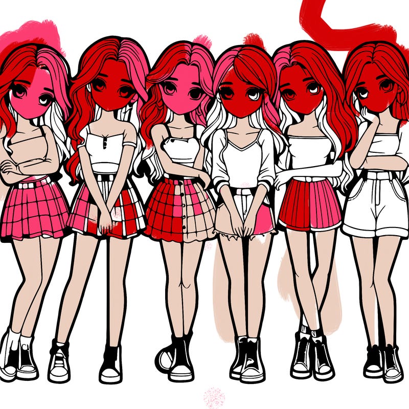 a group of girls realistic