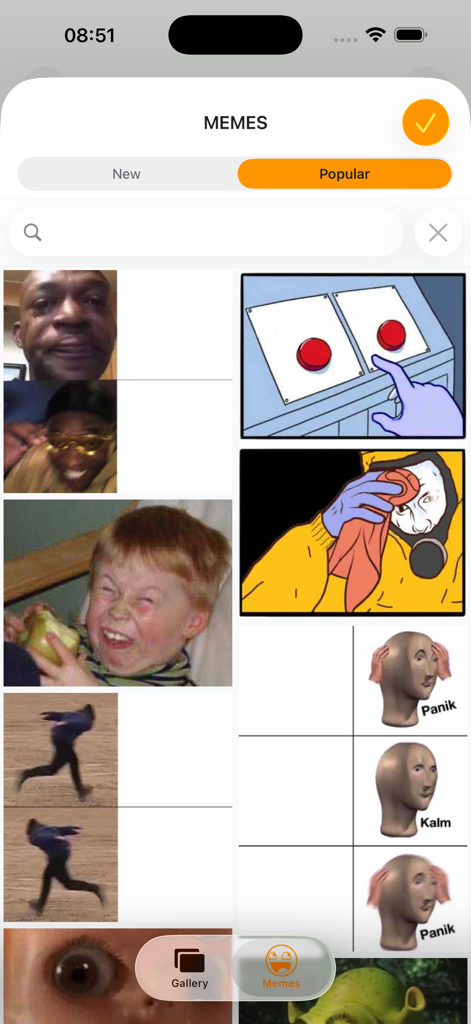 Memes Maker Pro - A library of popular meme templates and categories in the Memes Maker Pro app interface