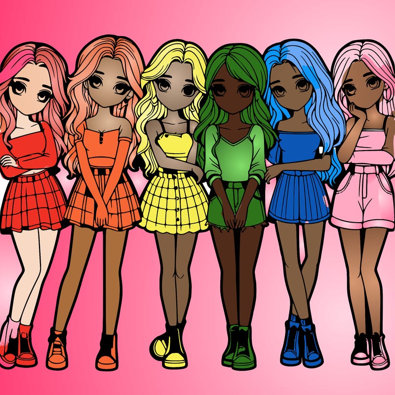 a group of girls realistic