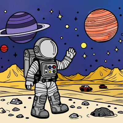 astronaut exploring a distant planet