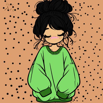 girl with baggy sweatshirt and messy bun