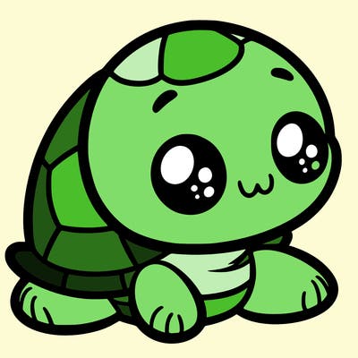 cute little animated turtle