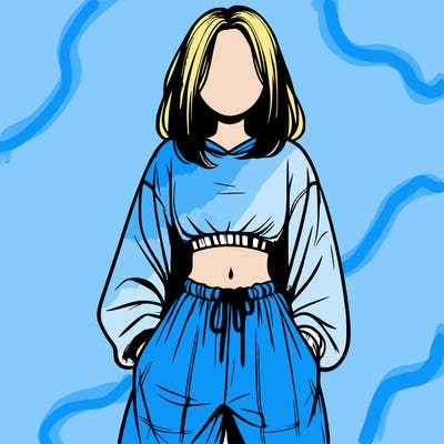 realistic girl faceless with baggy pants and a crop top