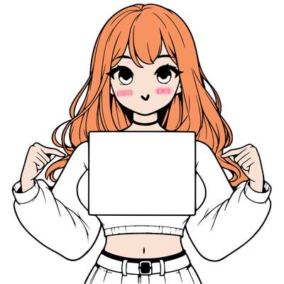 girl holding a blank sign in a long sleeve crop top