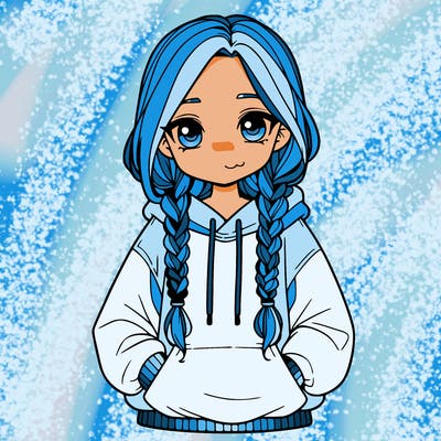 a realistic girl with a oversized hoodie and she has braids