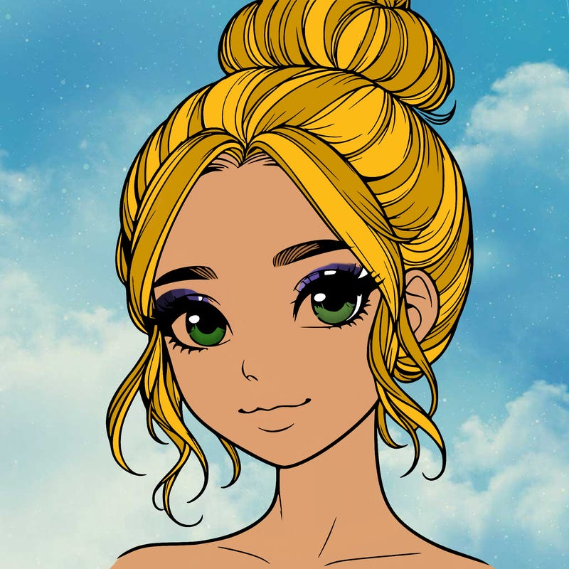 realistic pretty girl with hair in bun