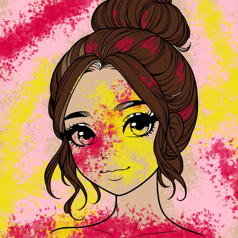 realistic pretty girl with hair in bun